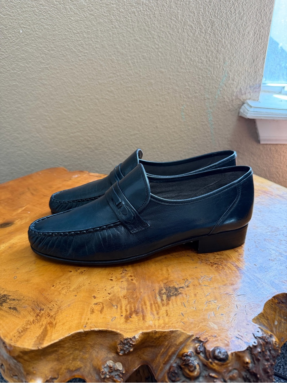 Vintage Nunn Bush Brass Boot Men's Size 8 Navy Blue Leather Loafers Spain 21006